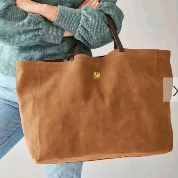 Mark & Graham Boho Suede Camel Brown Large Slouchy Hobo Tote Bag - Picture 12 of 15